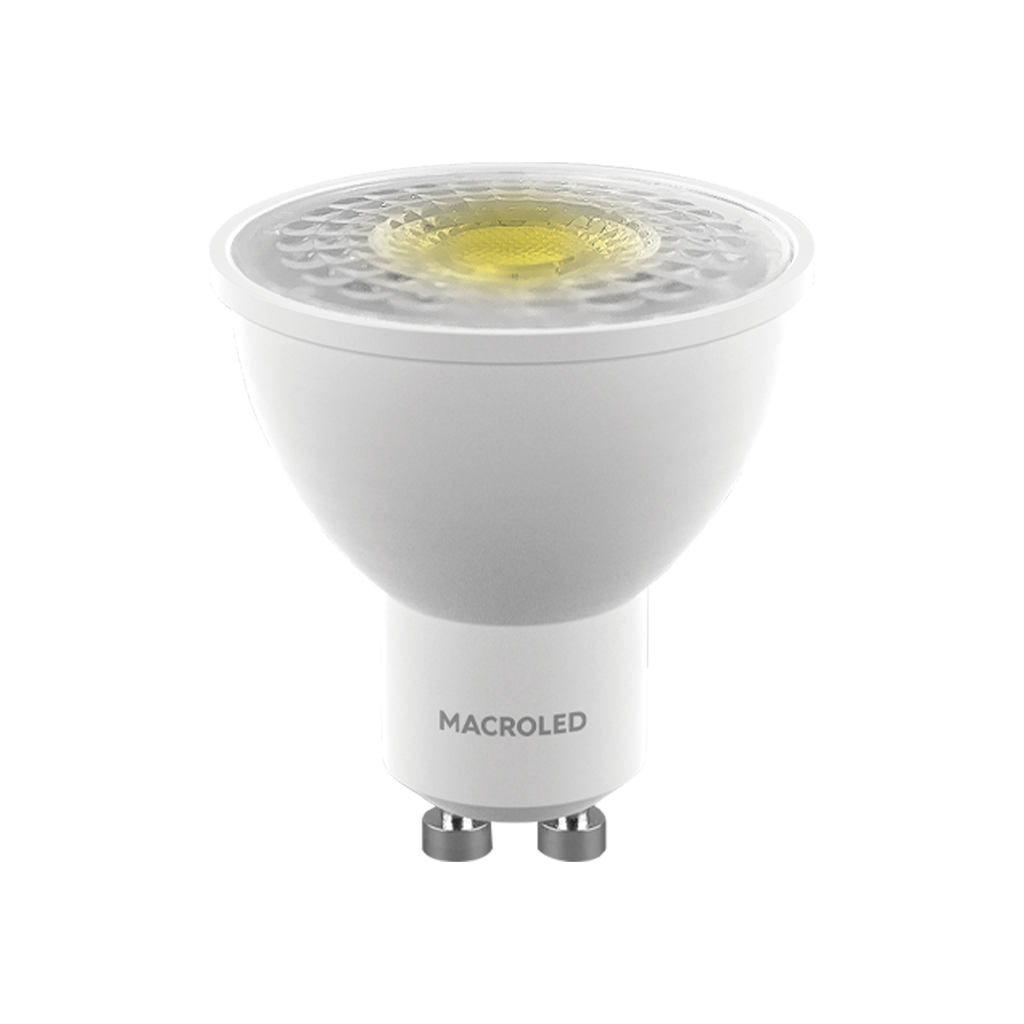 DICROICO ECO BLANCA GU10 7W 100-240VAC LUZ CÁLIDA 2700K 38º 595LM