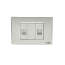 TOMACORRIENTE- TELEFONO RJ11  4 NUCLEOS + TOMA DE DATOS 8 NUCLEOS (CAT5E) PLATA