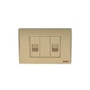 TOMACORRIENTE- TELEFONO RJ11  4 NUCLEOS + TOMA DE DATOS 8 NUCLEOS (CAT5E) CHAMPAGNE