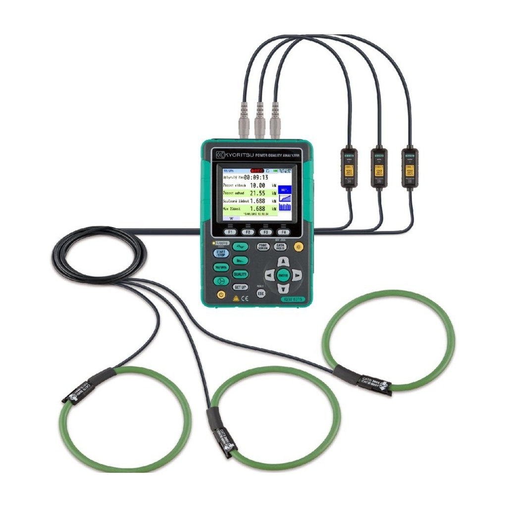 Analizador de redes industrial + set 3x transformador flexible 1000A 3mts Ø110mm CAT IV 300V