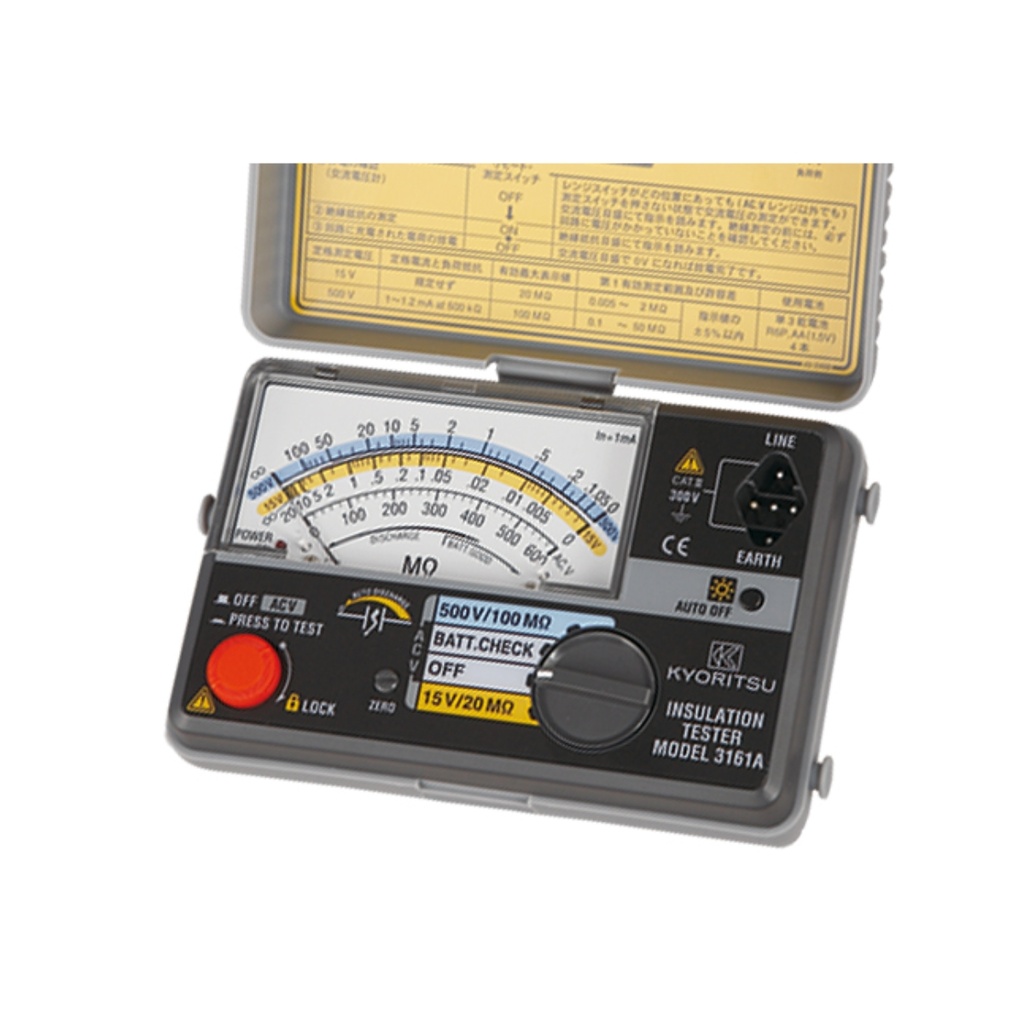 MEGOHMETRO ANALOGO 15/500V 20/100MOHM  3161A KYORITSU       