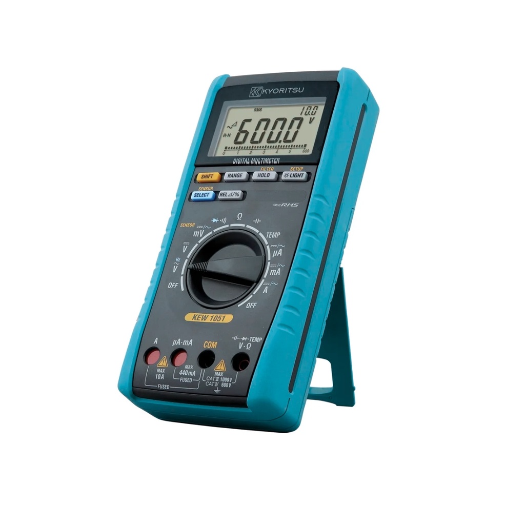 Multimetro digital 10A-AC/DC 1KV-AC/DC, Hz, T°, 60MΩ, capacitancia, diodo, continuidad, CAT IV 600V TRMS