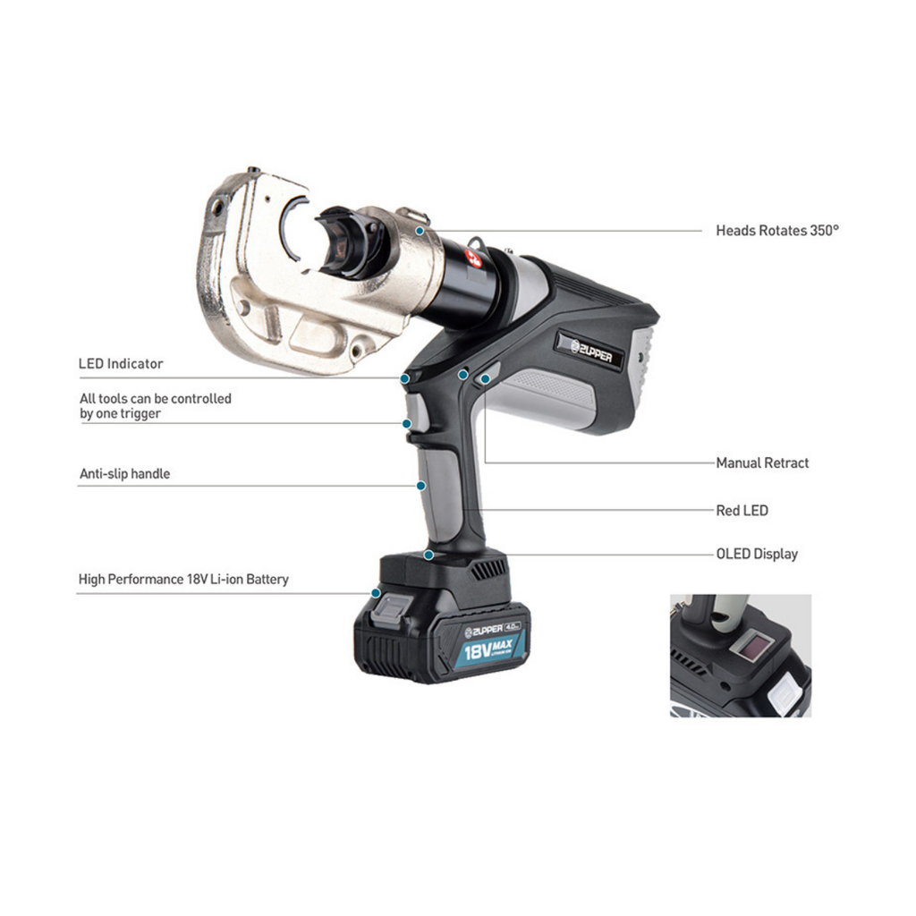 Prensa Hidraulica A Bateria Para Terminal Estanado Rango 16-400mm²