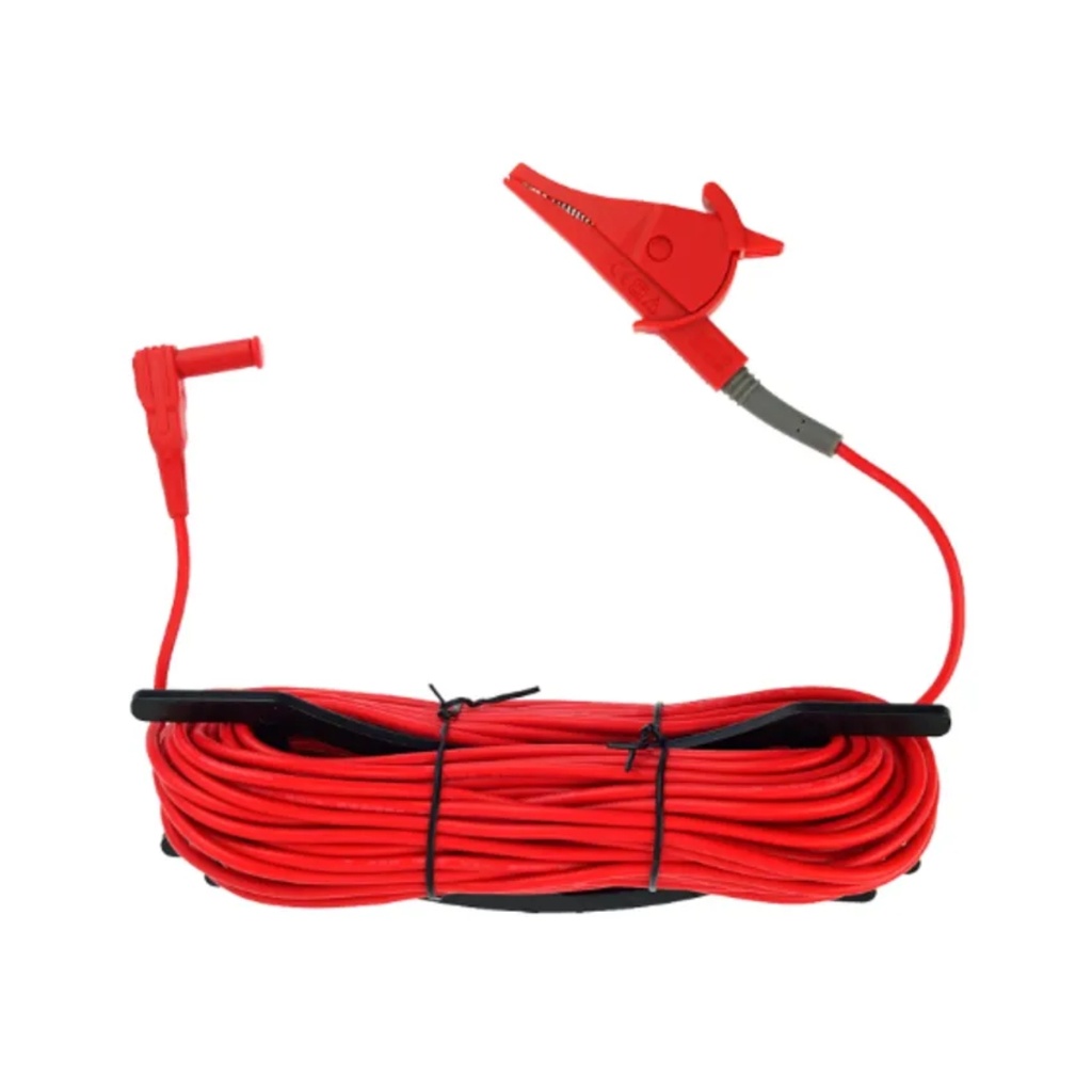 Cable Cocodrilo 20 M Para Telurometro, Color Rojo