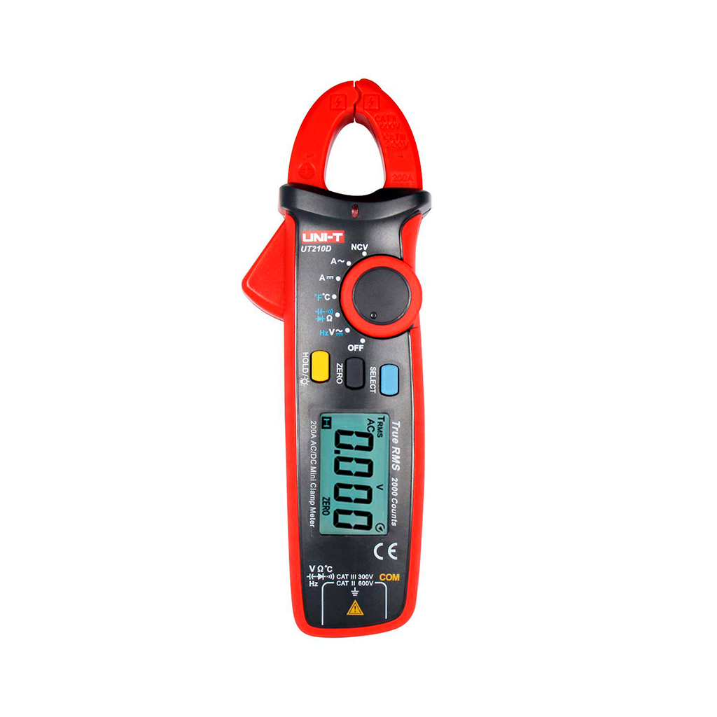 Pinza Amperimetrica Digital 200 A AC/DC, True RMS, Con Medicion De Temperatura