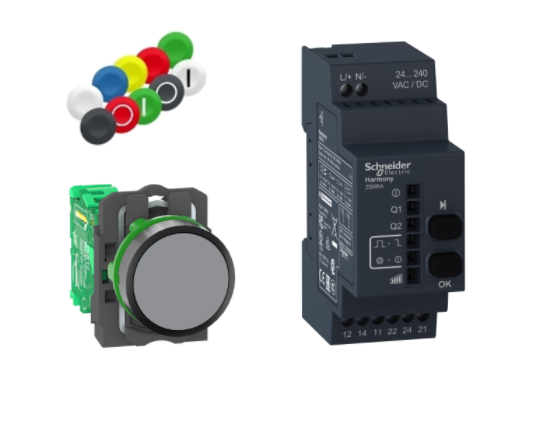 Kit Pulsador + Receptor + Juego Tapones 24-240Vac/Dc 22Mm Harmony 