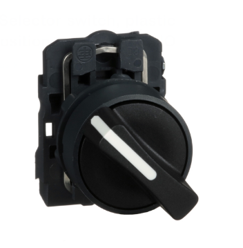 Selector Maneta Corta 2Posic Plast Negro Ø22Mm 1Na Harmony 
