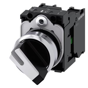 Selector Lumin.  Manija Corta 2 Posic Metal Blanco Ø 22Mm 1Na + 1 Nc Sostenido Maniobra 90°, 10:30H/13:30 H, Con Soporte, 