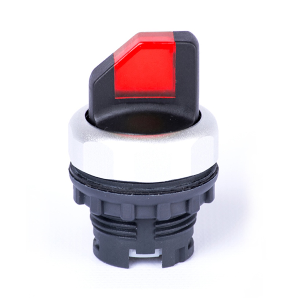 Selector Lumin.  Maneta Corta 2 Posic Pvc Rojo Ø 22Mm 1Na