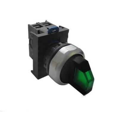 Selector Lumin.  Maneta Corta 2 Posic Pvc Verde Ø 22Mm 1Na + 1Nc