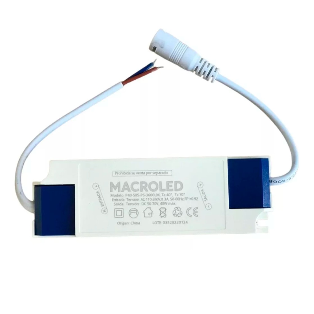 DRIVER PARA PANEL LED 40W ENTRADA 110-260VAC FP0.98 P40-595-PS