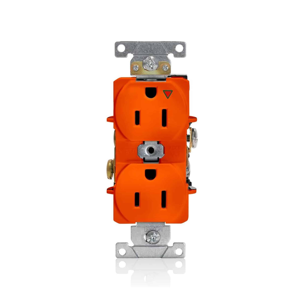 TOMA DOBLE EMPOTRABLE G/INDUSTRIAL TIERRA AISLADA 2X15A L/T 125V ANARANJADO