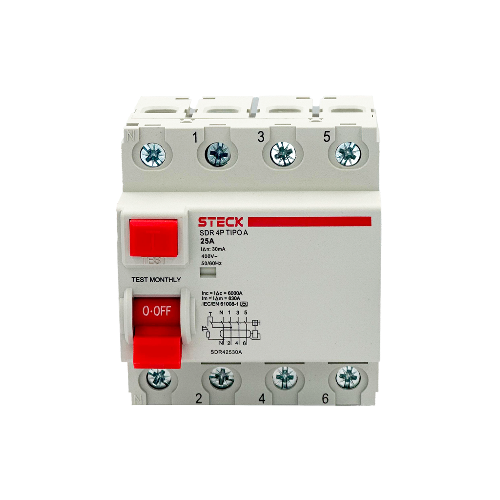 Interruptor Diferencial 4P 25A 30Ma 230V Tipo A, Iec61008