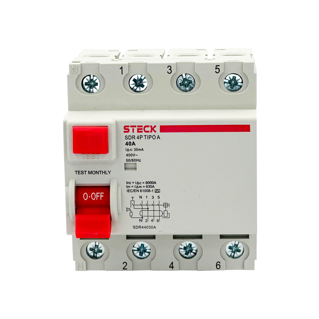Interruptor Diferencial 4P 40A 30Ma 230V Tipo A, Iec61008