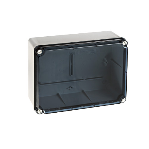 Caja de derivación lisa libre de halógeno c/tapa fumé IP67 IK07 185x246x100mm