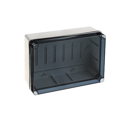 Caja de derivación lisa libre de halógeno c/tapa fumé IP67 IK07 243x333x132mm