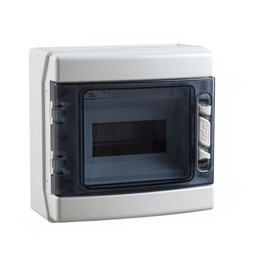 Tablero libre halógeno adosable c/puerta fumé 8 polos s/tierra UV IP65 IK08