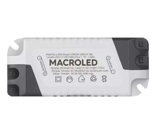 DRIVER PARA PANEL LED 48W ENTRADA 100-260VAC FP0.98 P48-605-PMMA