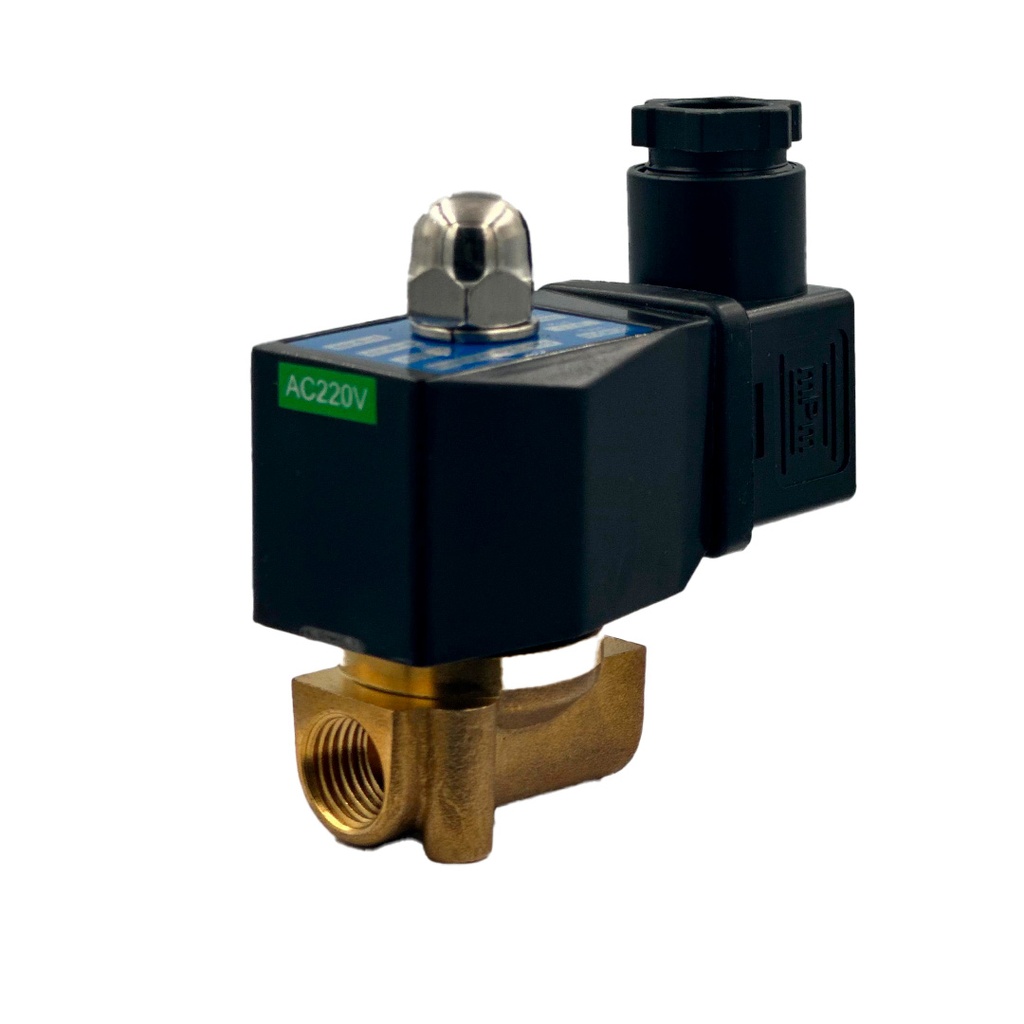 Valvula solenoide de latón, conexión de 1/4" NPT, FKM, 220Vac
