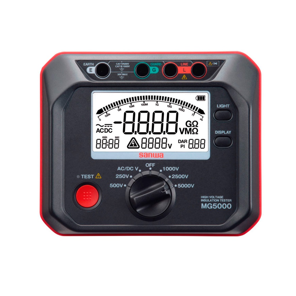 Megohmetro digital 250/500/1000/2500/5000V 1TΩ PI DAR CAT.IV 600V