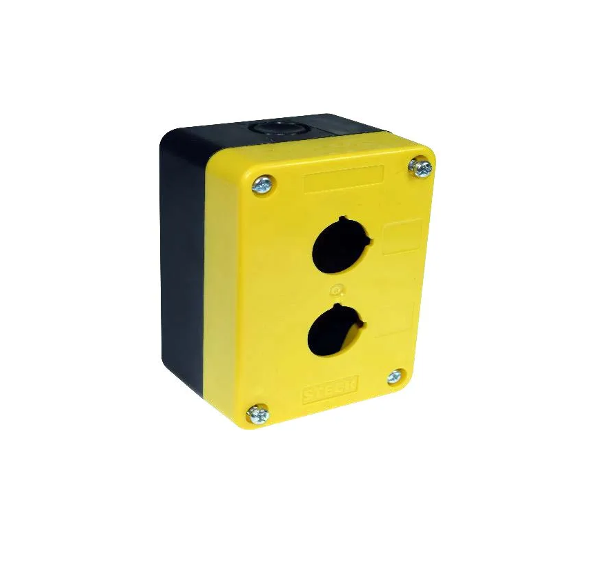 Caja De 2 Huecos 22Mm P/ Max Botton Color Amarilla