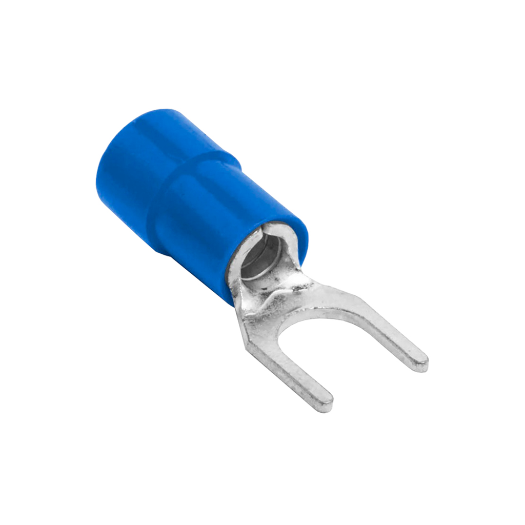 Terminal Horquilla Aislado Ø 1/4&quot; – 14-16 AWG Azul (100 und)