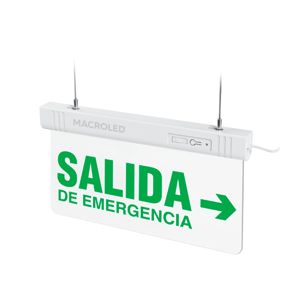 LETRERO LED AUTON. 3HORAS-1W DE SALIDA DE EMERGENCIA LUMINOSO-PE- (EMERGENCIA DERECHA)