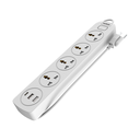 SUPRESOR MULTIPLE 4 TOMAS BLANCO, +2 USB +1 USB C, 5MTS DE CABLE 3X0.75MM, 250V, 10A, 2500W MAX, USB 5V 3.1A, PROTECTOR TERMICO