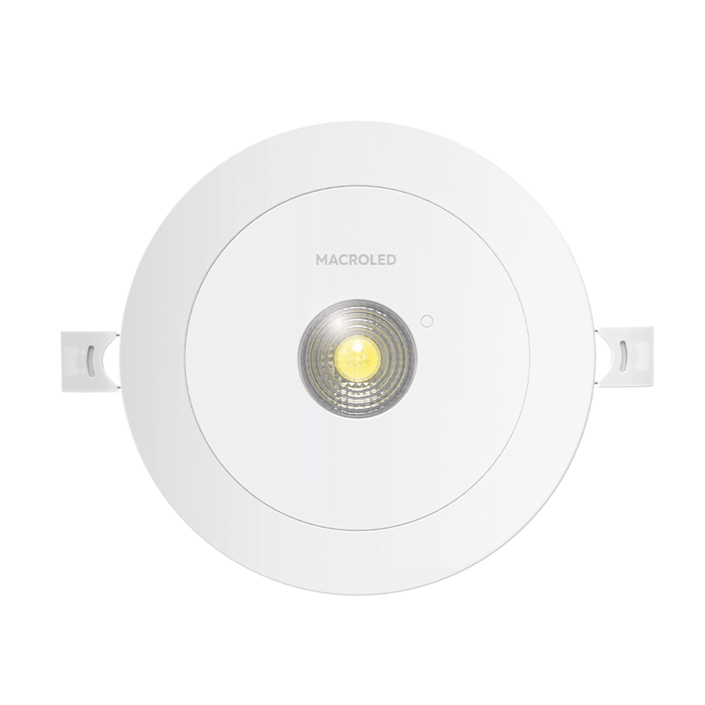 LUZ DE EMERGENCIA EMPOTRABLE BLANCA COB 100-240VAC, AUTONOMÍA 3 HORAS-300LM, LUZ FRÍA 7000K
