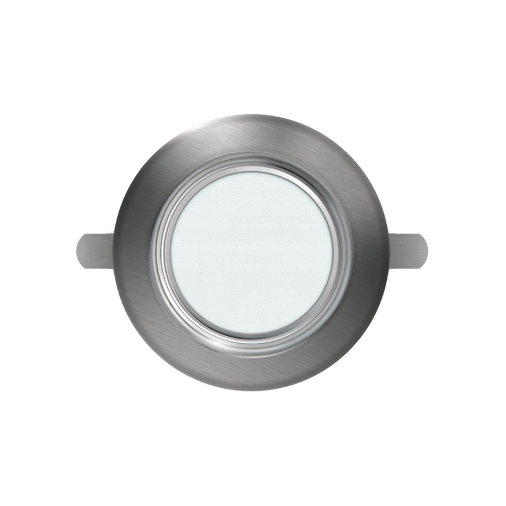 SPOT DOWNLIGHT LED PLATEADO EMPOTRABLE 8W 180-265VAC LUZ CÁLIDA 3000K PARA CAJA OCTOGONAL