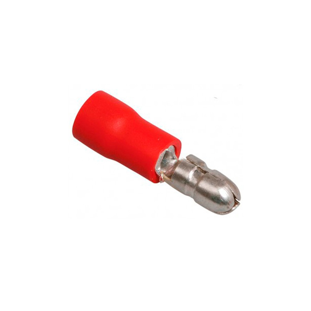 Terminal Macho Tipo Bala Aislado – 16-22 AWG Rojo (100 und)