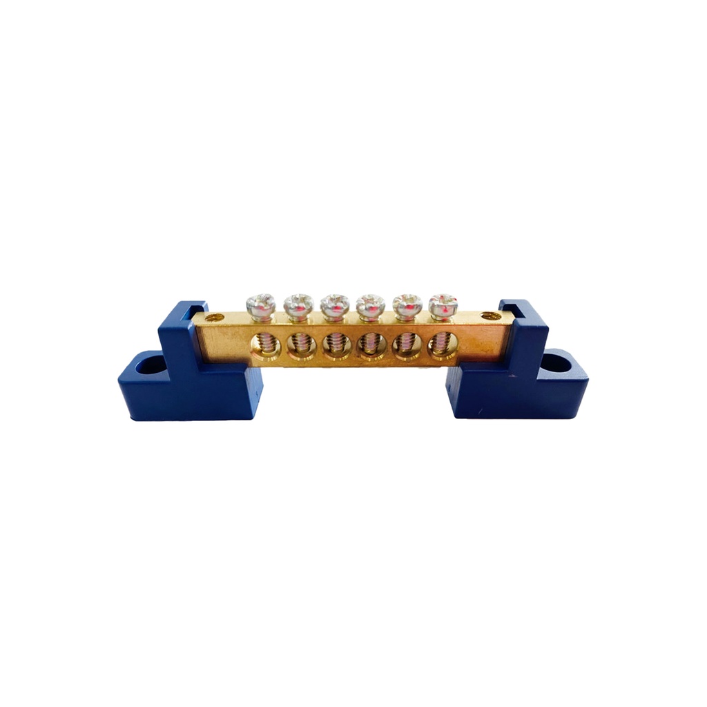 Bornera Tierra 6X9Mm 6 Puntos Pvc Azul 