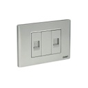 TOMACORRIENTE- TELEFONO RJ11  4 NUCLEOS + TOMA DE DATOS 8 NUCLEOS (CAT5E) PLATA