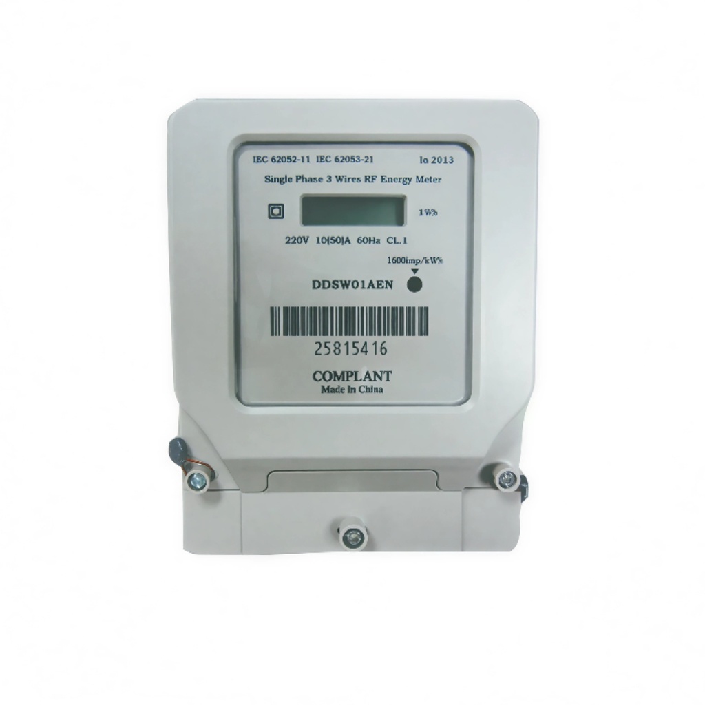 Medidor de Luz (Energia) Monofasico 3 Hilos 220V, 10(50)A, 60Hz, Clase 1