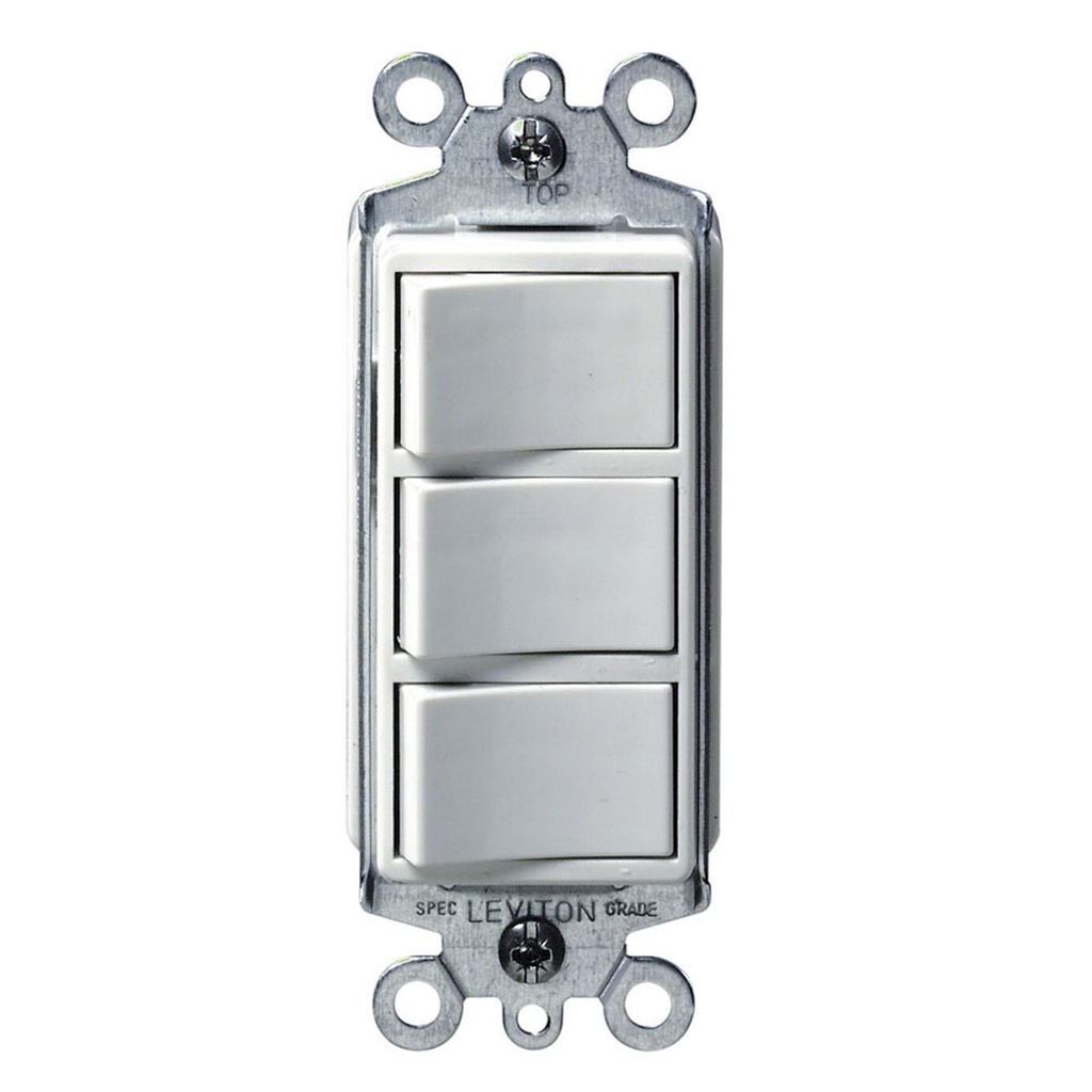 INTERRUPTOR TRIPLE DECORA 15A 250V BLANCO