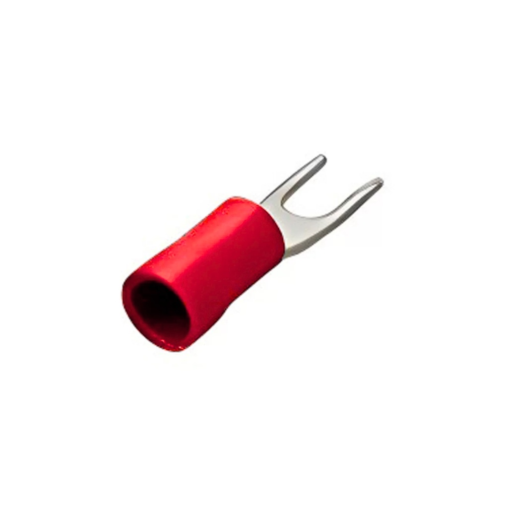 Terminal Horquilla Aislado Ø 1/8&quot; – 16-22 AWG Rojo (100 und)