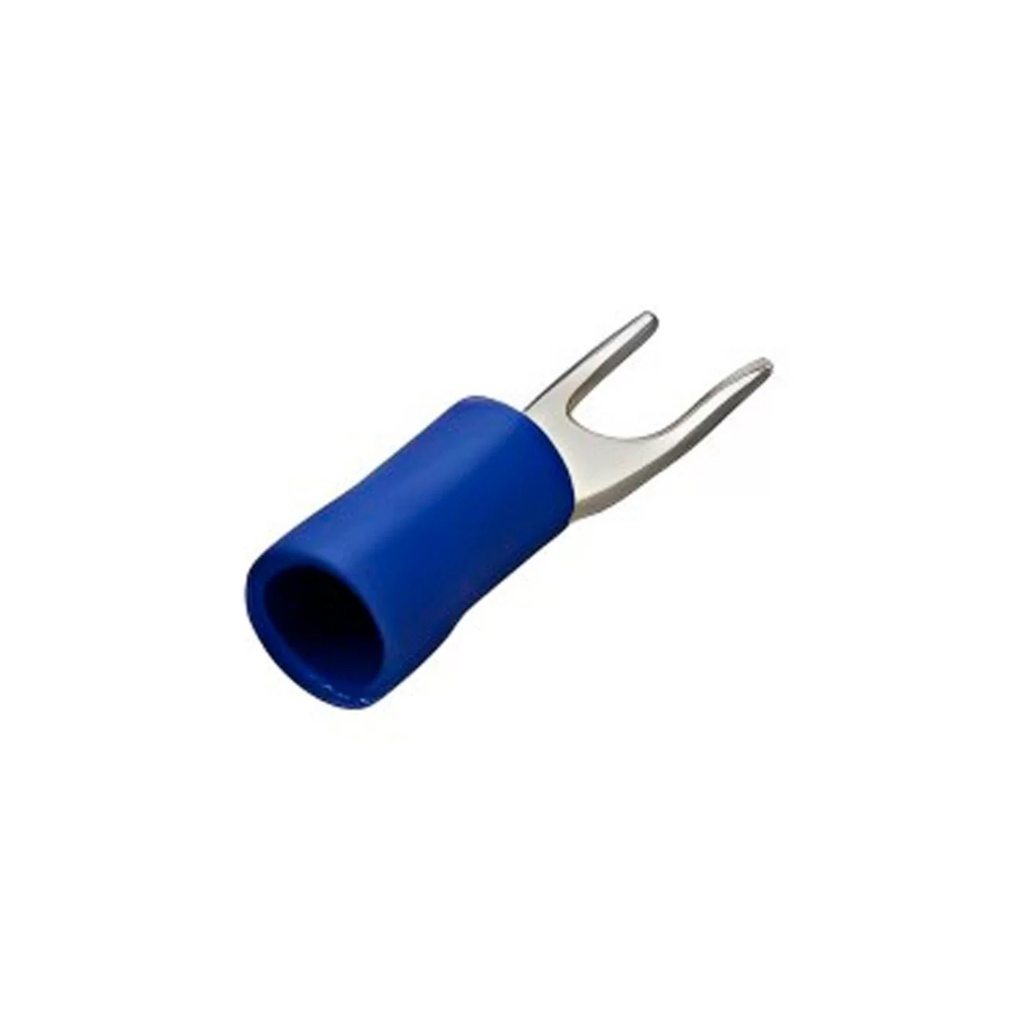 Terminal Horquilla Aislado Ø 1/8&quot; – 14-16 AWG Azul (100 und)