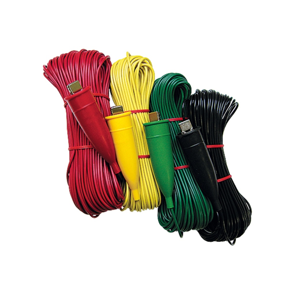 Cables de prueba para resistencia a tierra rojo(40mts) y verde/amarillo/negro (20mts) compatible 4106
