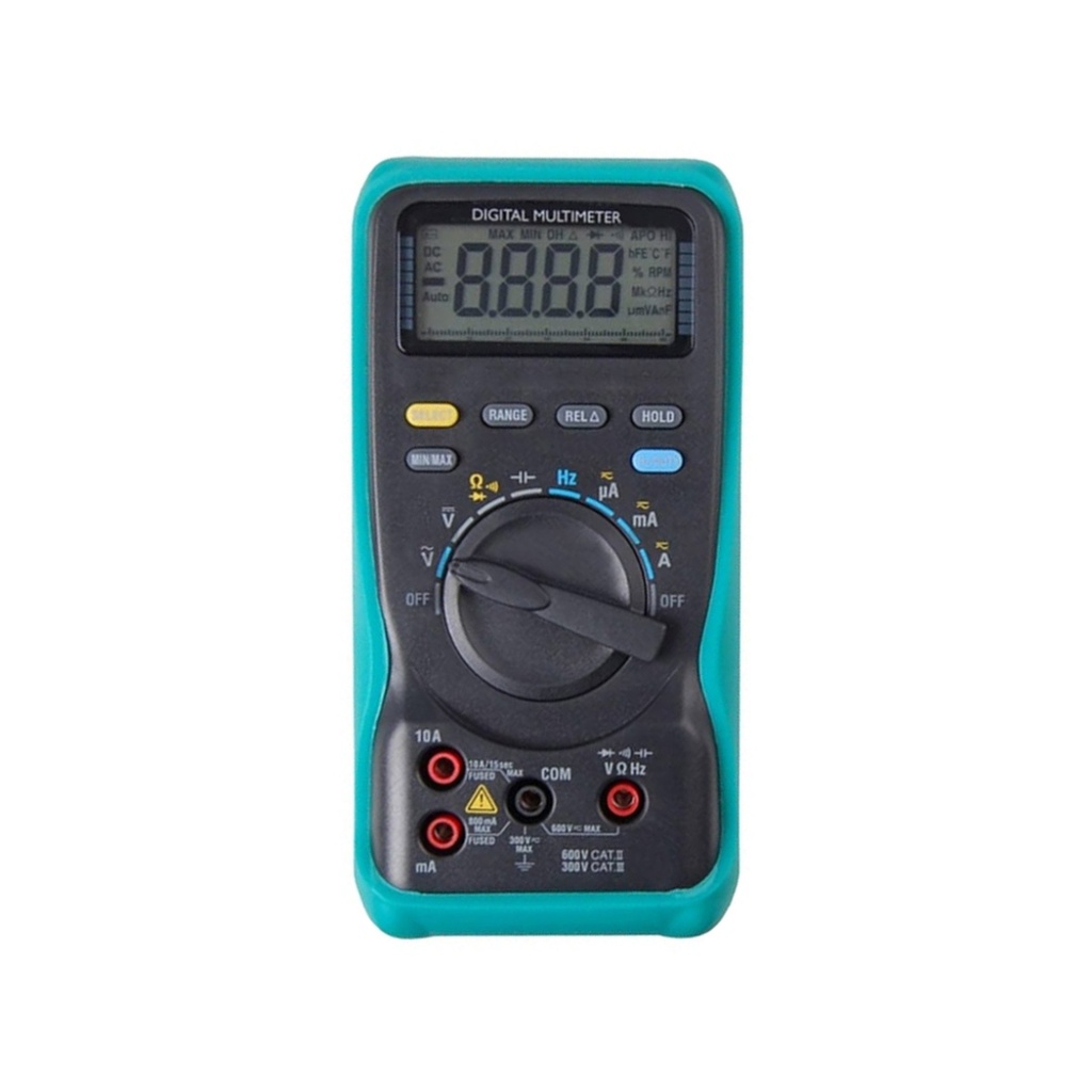 Multimetro digital 10A-AC/DC 600V-AC/DC Hz, 60MΩ, capacitancia, diodo, continuidad CAT. III 300V TRMS