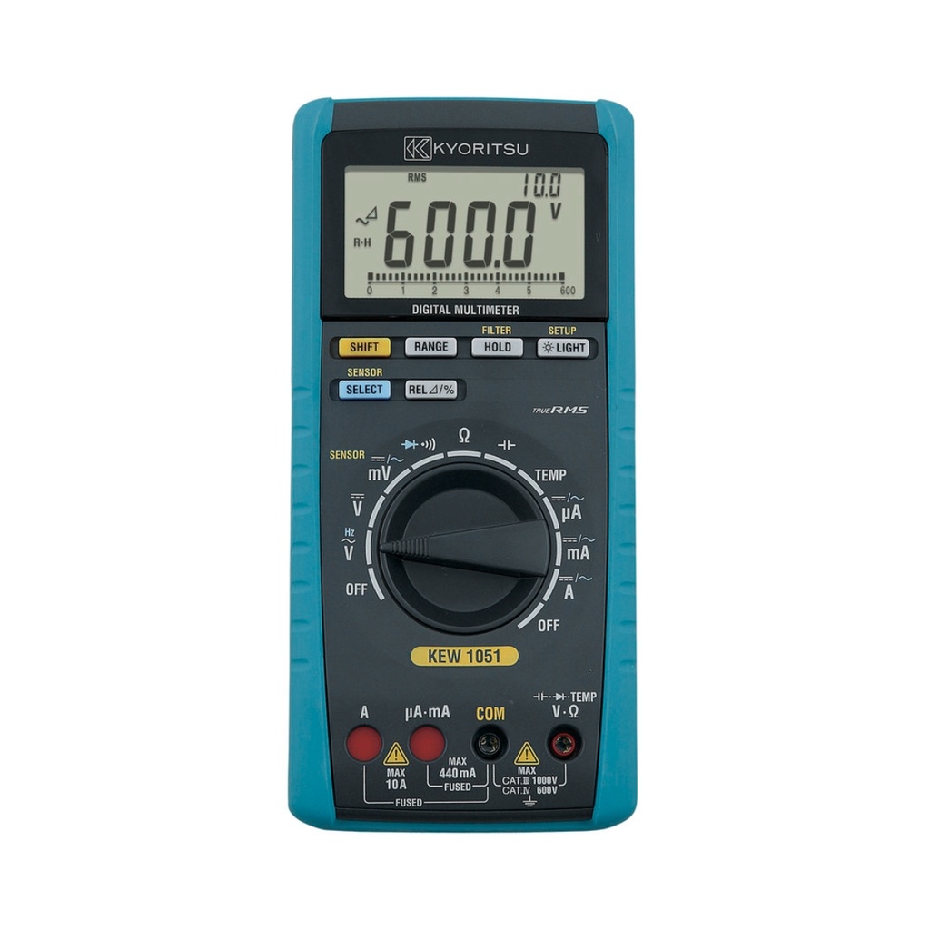Multimetro digital 10A-AC/DC 1KV-AC/DC, Hz, T°, 60MΩ, capacitancia, diodo, continuidad, CAT IV 600V TRMS