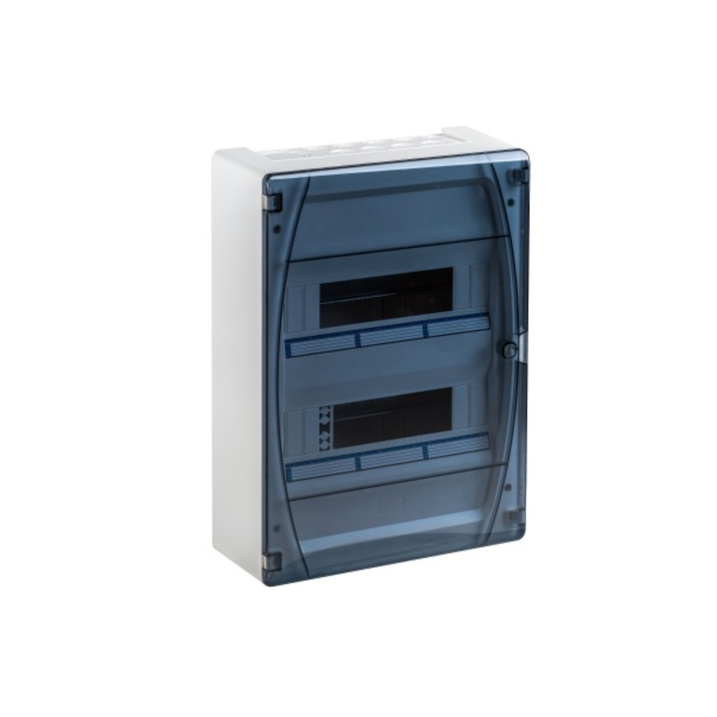 Tablero libre halógeno adosable c/puerta fumé 24 polos s/tierra IP40 IK08