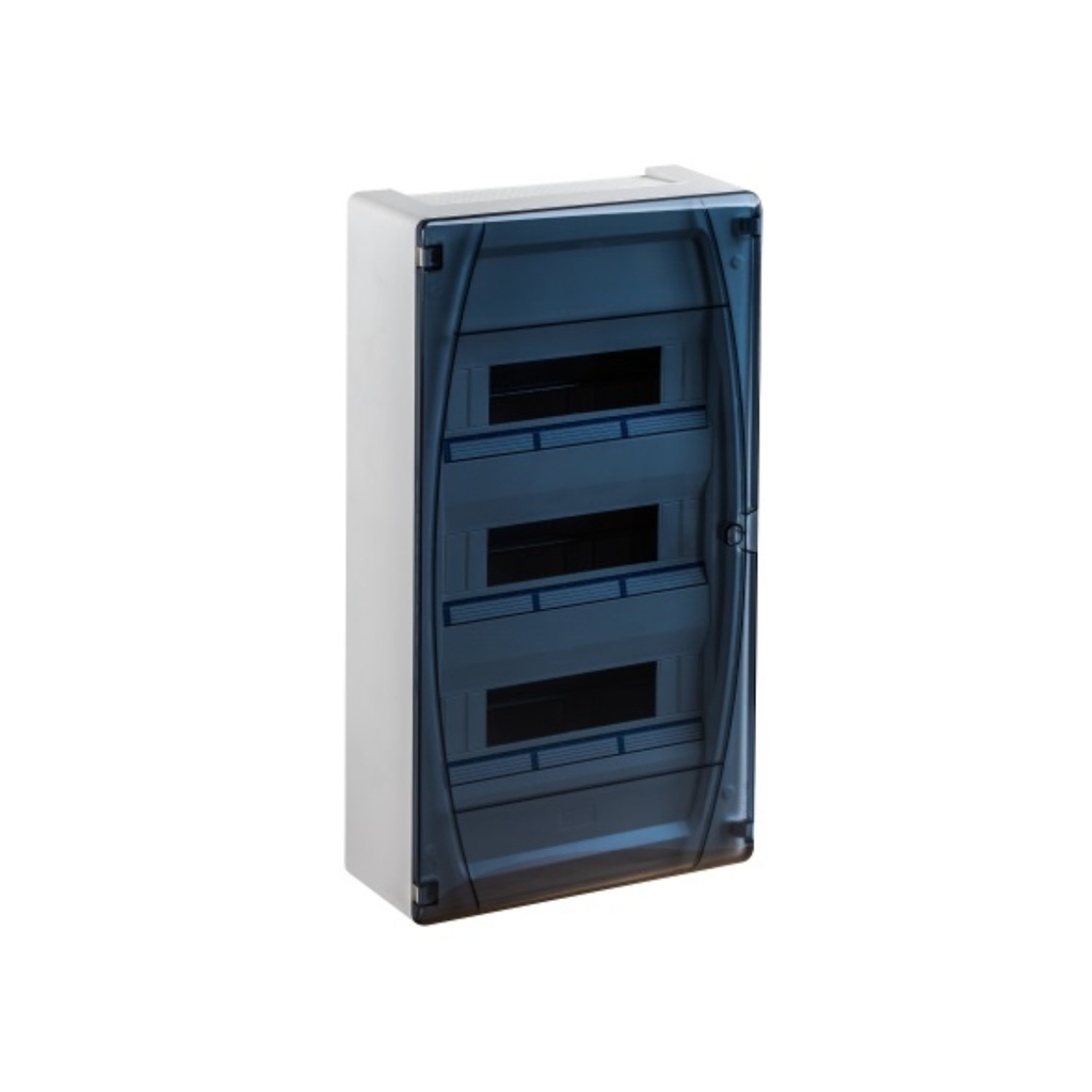 Tablero libre halógeno adosable c/puerta fumé 36 (3x12) polos s/tierra IP40 IK08