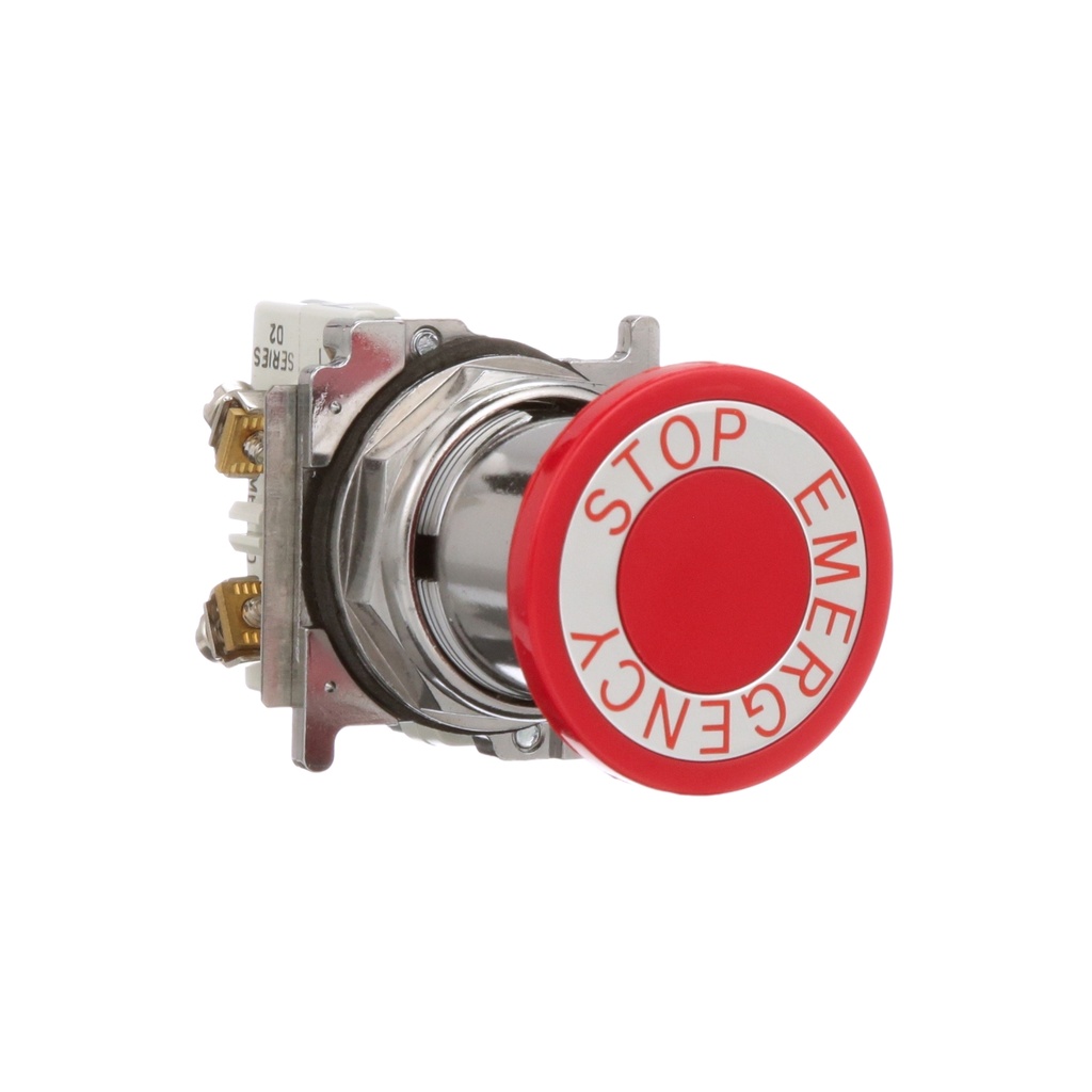 Pulsador parada de emergencia rotulado 30.5mm con retencion girar para desenclavar (push pull) 1NA+1NC