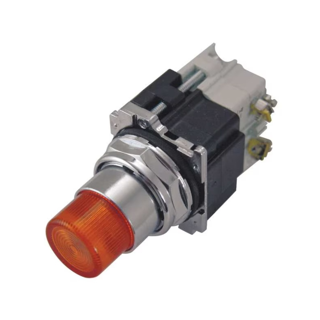 Pulsador luminoso extendido amarillo (ámbar) 30.5mm 120VAC/VDC 1NA+1NC