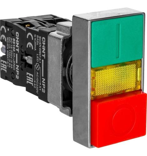 Pulsador Doble Rojo+Verde+Lampara Amarilla Tipo Led,     Ba9S 1W Max. (Base Metalica) (Na+Nc) Start- Stop / Np2-Bw8465 574789