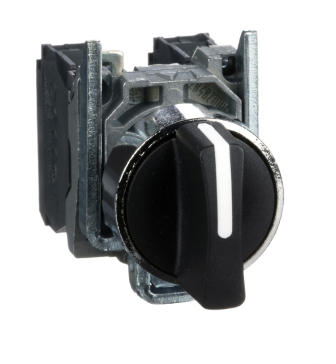 Selector Maneta Corta 3Posic C/Retorno Metal Negro Ø22Mm 2Na Harmony 