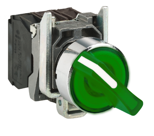 Selector Lumin.  Maneta Corta 2 Posic Metal Verde Ø 22Mm 24Vac/Dc 1Na+1Nc  Harmony