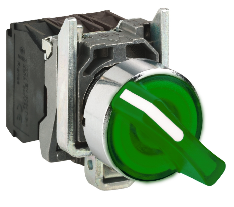 Selector Lumin.  Maneta Corta 2 Posic Metal Verde Ø 22Mm 230-240Vac 1Na+1Nc  Harmony