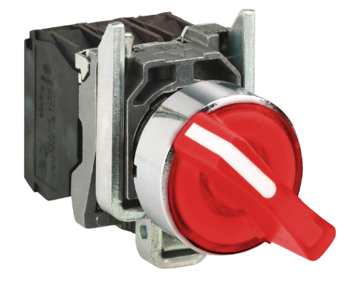 Selector Lumin.  Maneta Corta 2 Posic Metal Rojo Ø 22Mm 24Vac/Dc 1Na+1Nc  Harmony