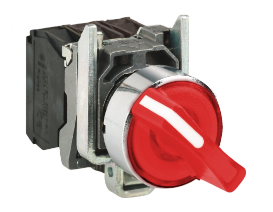 Selector Lumin.  Maneta Corta 2 Posic Metal Rojo Ø 22Mm 230-240Vac 1Na+1Nc  Harmony